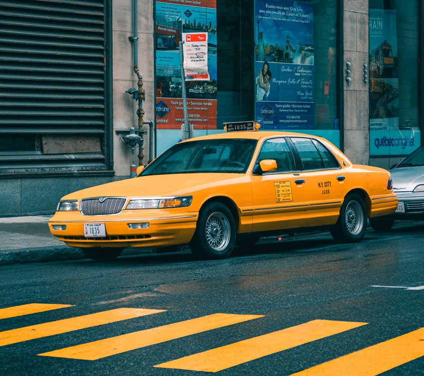 Taxi on road